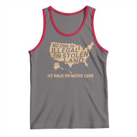 No One Is Illegal On Stolen Land Tank Top We Walk On Native Land Vintage American Map - Wonder Print Shop
