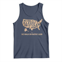No One Is Illegal On Stolen Land Tank Top We Walk On Native Land Vintage American Map - Wonder Print Shop