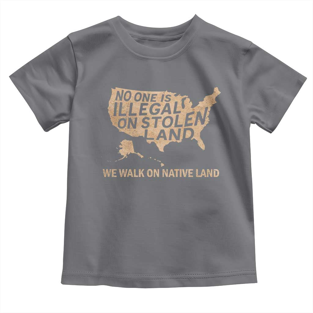 No One Is Illegal On Stolen Land Toddler T Shirt We Walk On Native Land Vintage American Map - Wonder Print Shop
