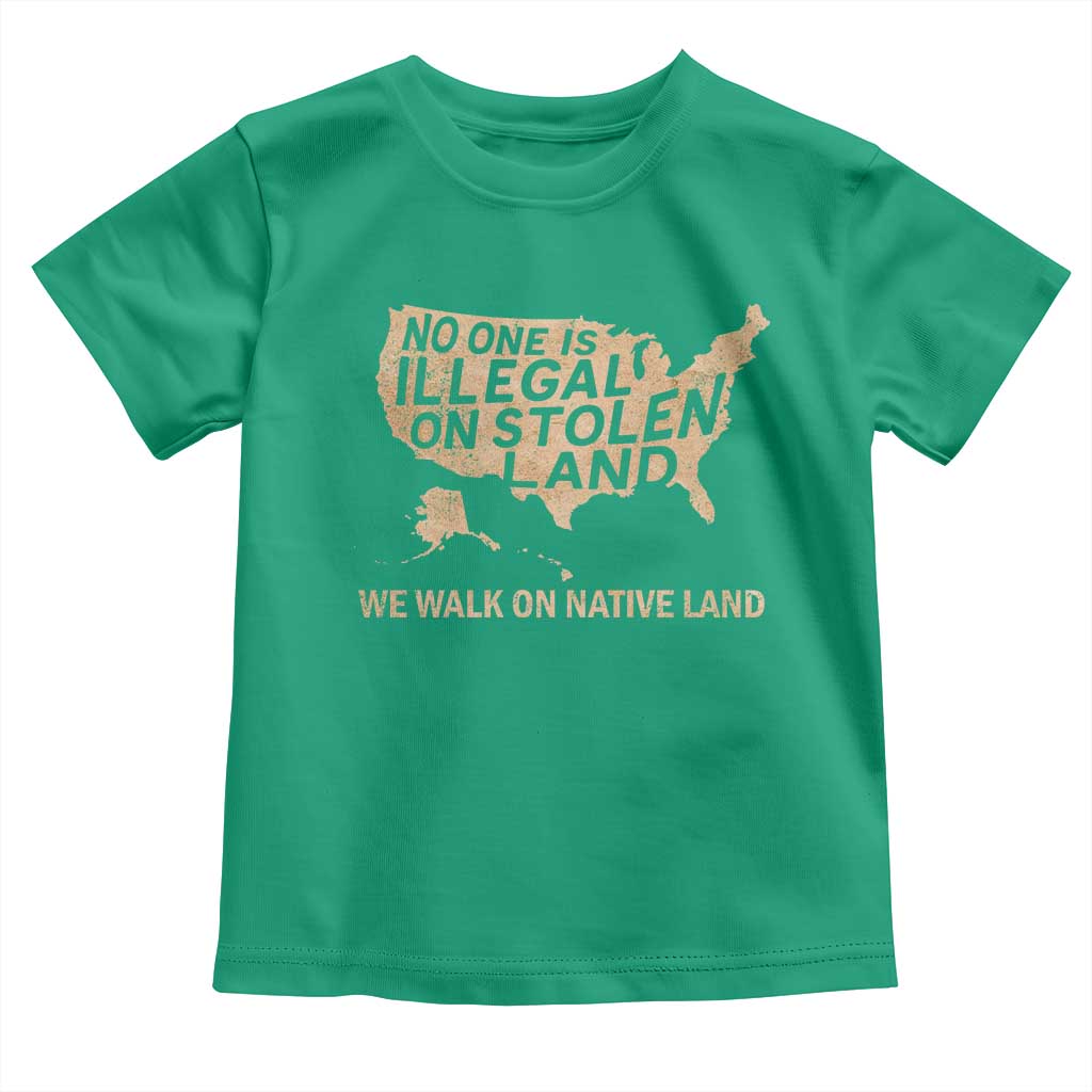 No One Is Illegal On Stolen Land Toddler T Shirt We Walk On Native Land Vintage American Map - Wonder Print Shop