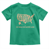 No One Is Illegal On Stolen Land Toddler T Shirt We Walk On Native Land Vintage American Map - Wonder Print Shop