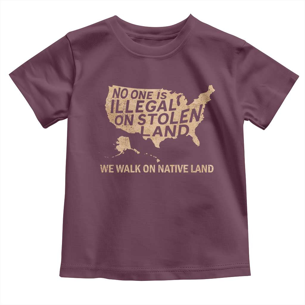 No One Is Illegal On Stolen Land Toddler T Shirt We Walk On Native Land Vintage American Map - Wonder Print Shop