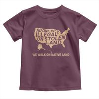 No One Is Illegal On Stolen Land Toddler T Shirt We Walk On Native Land Vintage American Map - Wonder Print Shop