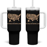 No One Is Illegal On Stolen Land Tumbler With Handle We Walk On Native Land Vintage American Map - Wonder Print Shop