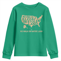 No One Is Illegal On Stolen Land Youth Sweatshirt We Walk On Native Land Vintage American Map - Wonder Print Shop