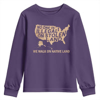 No One Is Illegal On Stolen Land Youth Sweatshirt We Walk On Native Land Vintage American Map - Wonder Print Shop
