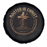 Rooted In Christ Spare Tire Cover Jesus Christian Cross Bible Verse - Wonder Print Shop