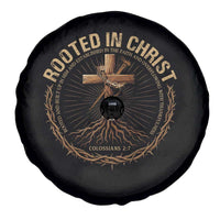 Rooted In Christ Spare Tire Cover Jesus Christian Cross Bible Verse - Wonder Print Shop
