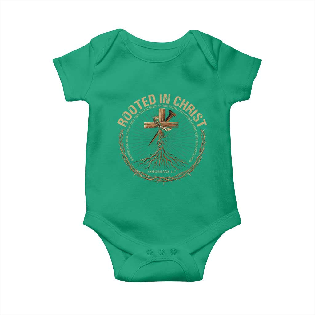 Rooted In Christ Baby Onesie Jesus Christian Cross Bible Verse - Wonder Print Shop