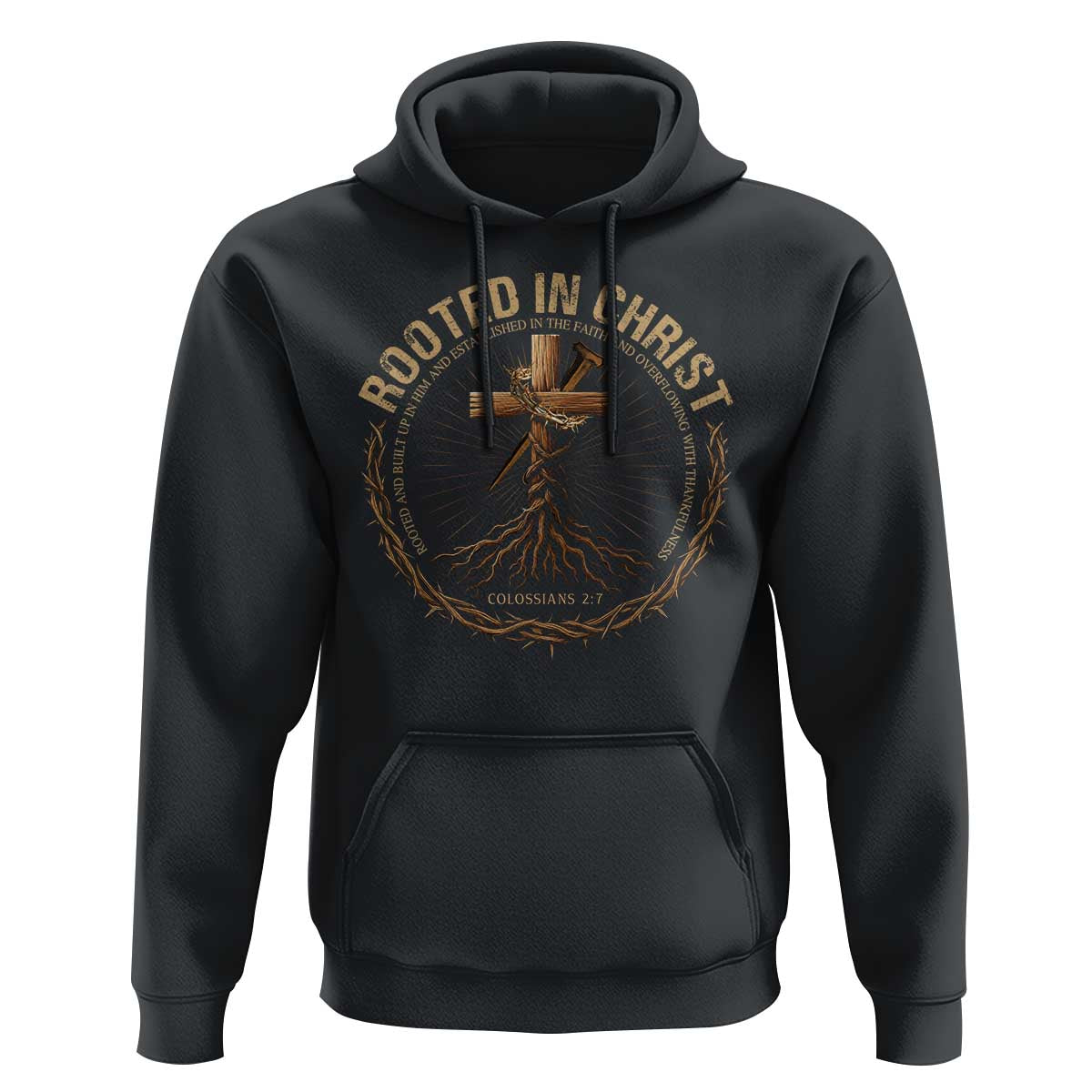 Rooted In Christ Hoodie Jesus Christian Cross Bible Verse - Wonder Print Shop