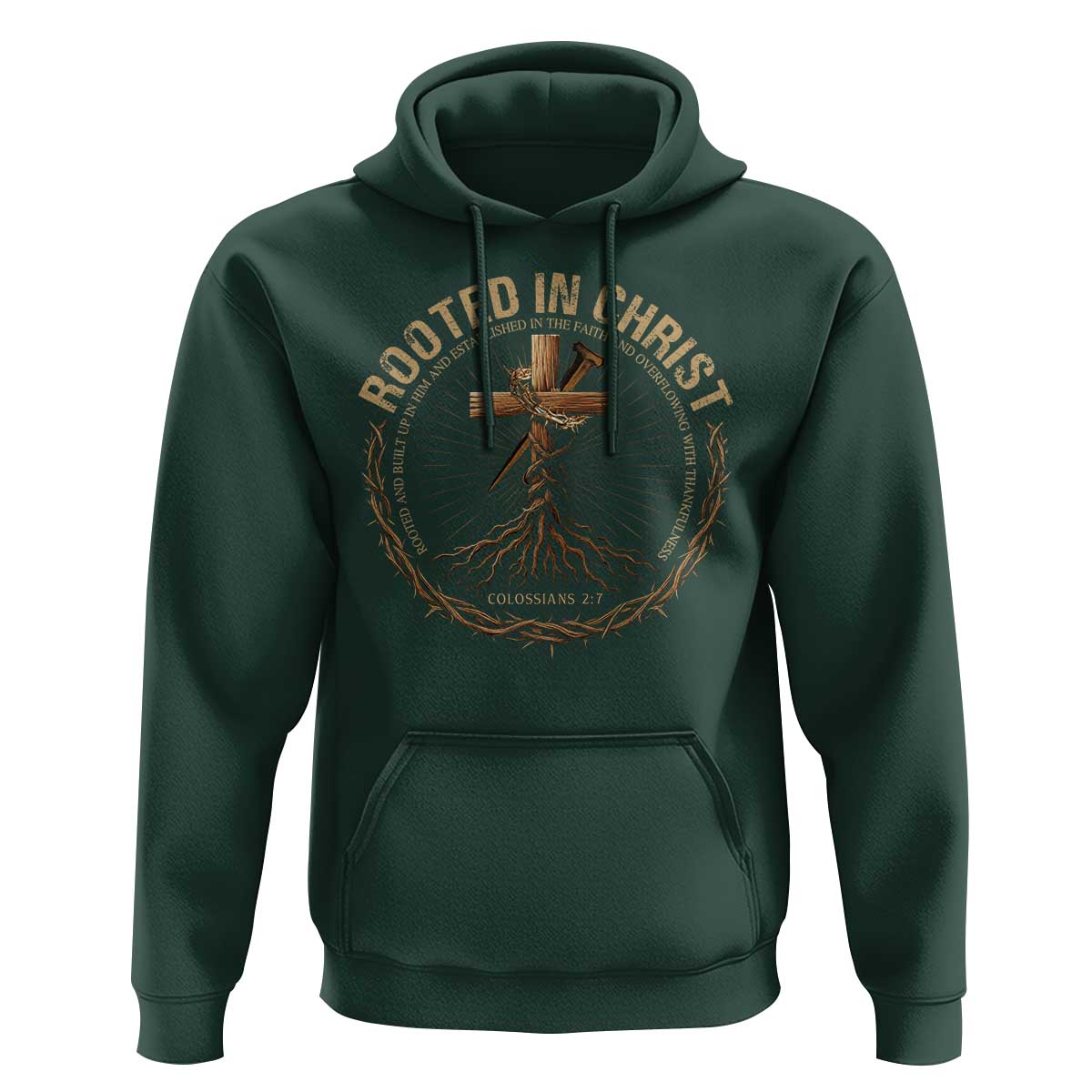 Rooted In Christ Hoodie Jesus Christian Cross Bible Verse - Wonder Print Shop
