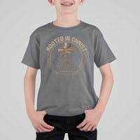 Rooted In Christ T Shirt For Kid Jesus Christian Cross Bible Verse - Wonder Print Shop