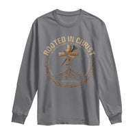 Rooted In Christ Long Sleeve Shirt Jesus Christian Cross Bible Verse - Wonder Print Shop
