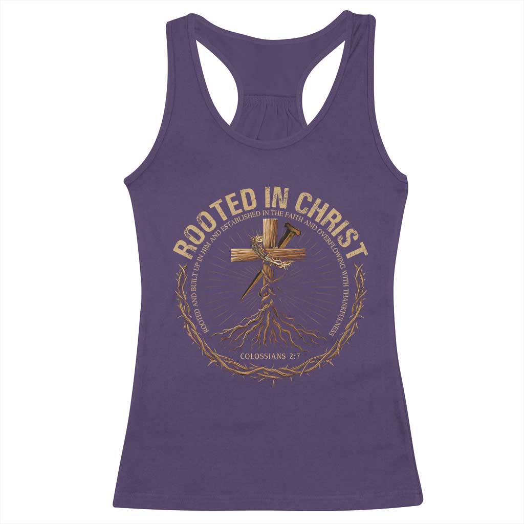 Rooted In Christ Racerback Tank Top Jesus Christian Cross Bible Verse - Wonder Print Shop