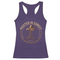 Rooted In Christ Racerback Tank Top Jesus Christian Cross Bible Verse - Wonder Print Shop