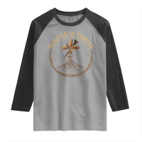 Rooted In Christ Raglan Shirt Jesus Christian Cross Bible Verse - Wonder Print Shop