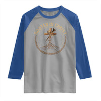 Rooted In Christ Raglan Shirt Jesus Christian Cross Bible Verse - Wonder Print Shop
