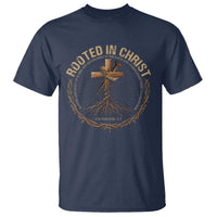 Rooted In Christ T Shirt Jesus Christian Cross Bible Verse - Wonder Print Shop