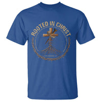 Rooted In Christ T Shirt Jesus Christian Cross Bible Verse - Wonder Print Shop