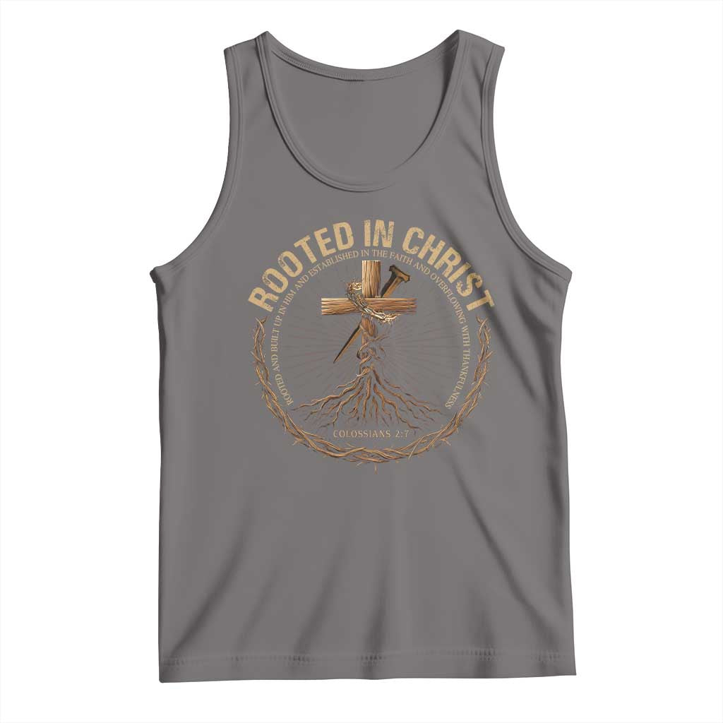 Rooted In Christ Tank Top Jesus Christian Cross Bible Verse - Wonder Print Shop