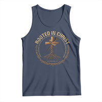 Rooted In Christ Tank Top Jesus Christian Cross Bible Verse - Wonder Print Shop
