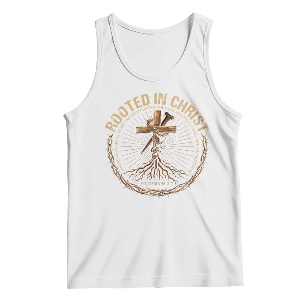 Rooted In Christ Tank Top Jesus Christian Cross Bible Verse - Wonder Print Shop