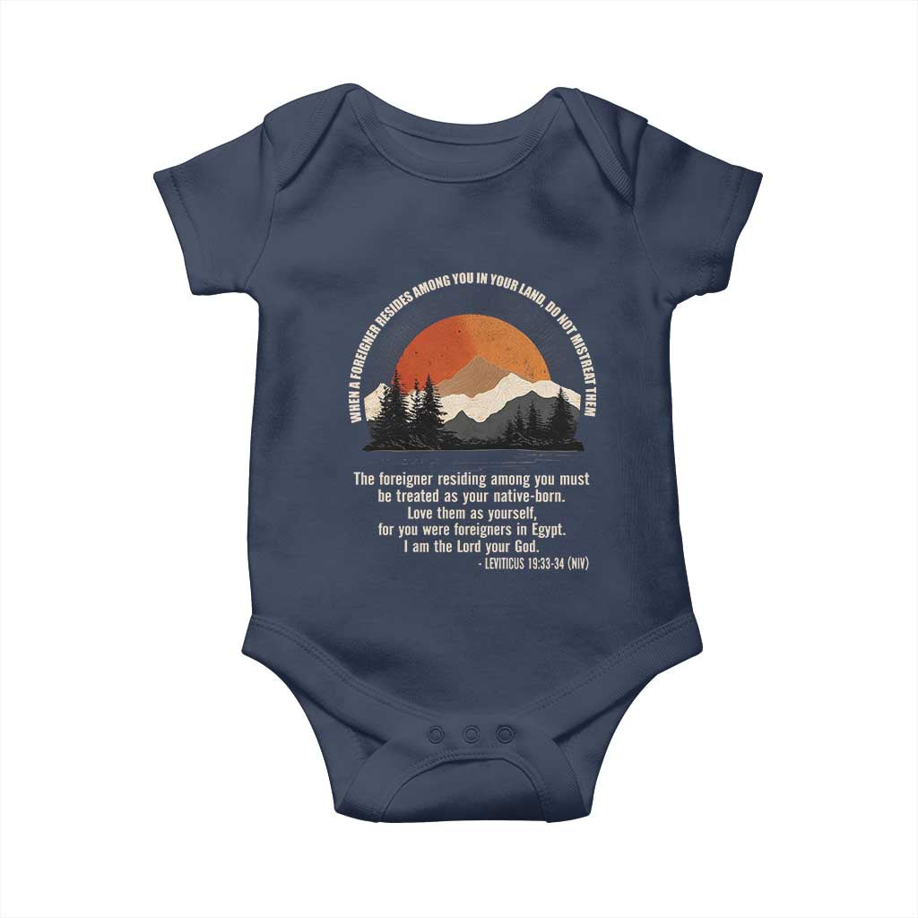 When A Foreigner Resides Among You In Your Land Do Not Mistreat Them Baby Onesie Leviticus Bible Verse - Wonder Print Shop
