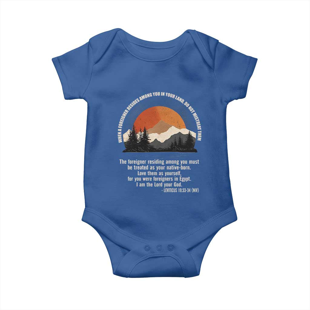 When A Foreigner Resides Among You In Your Land Do Not Mistreat Them Baby Onesie Leviticus Bible Verse - Wonder Print Shop