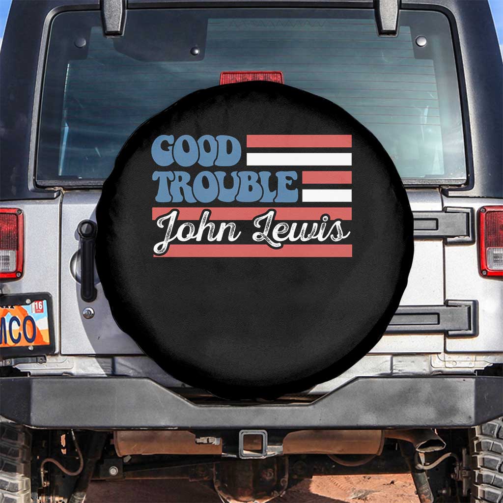 Funny John Lewis Good Trouble Spare Tire Cover Vintage American Flag - Wonder Print Shop