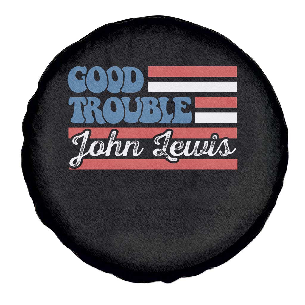 Funny John Lewis Good Trouble Spare Tire Cover Vintage American Flag - Wonder Print Shop