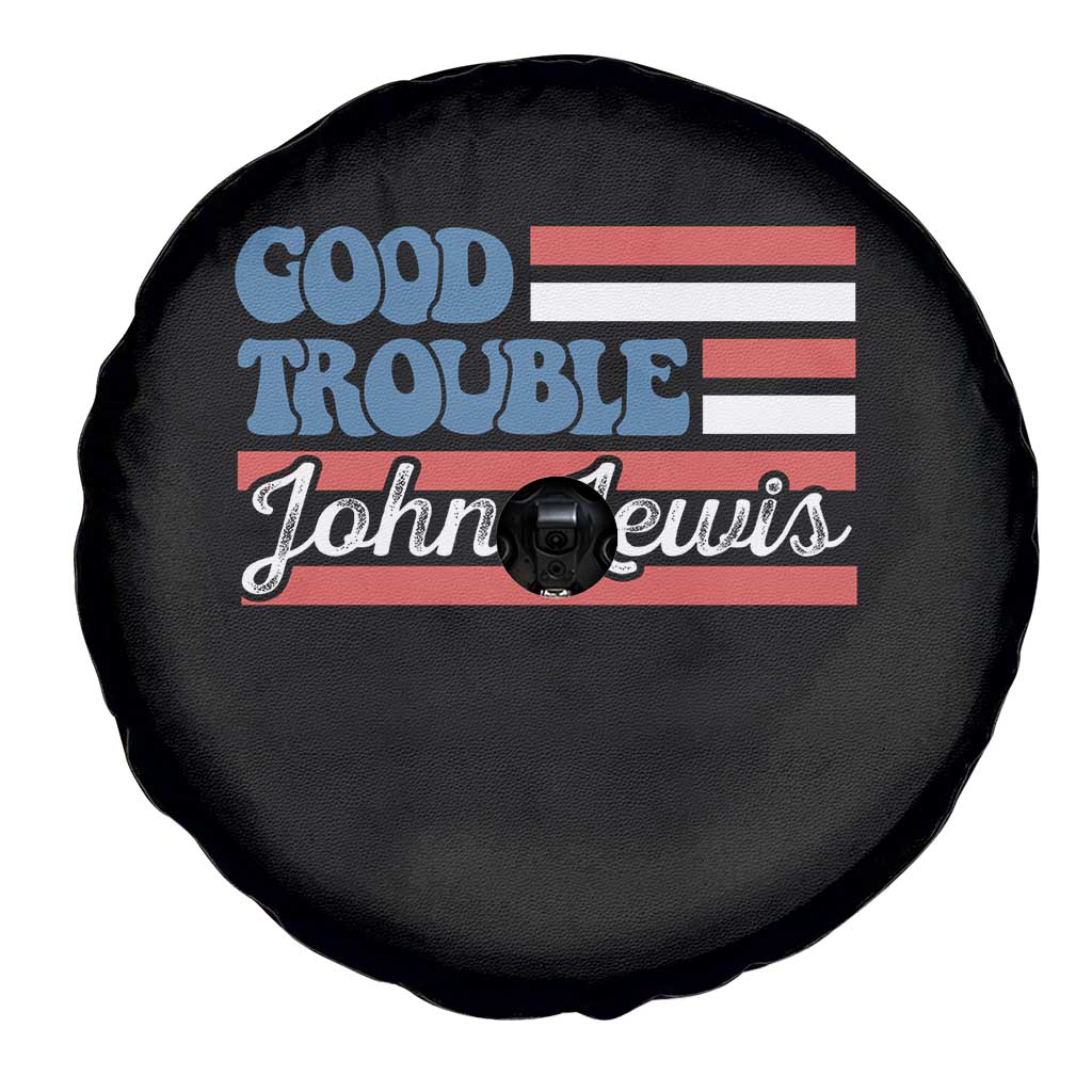 Funny John Lewis Good Trouble Spare Tire Cover Vintage American Flag - Wonder Print Shop
