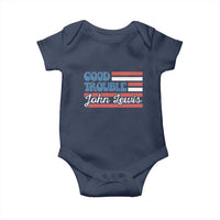 Funny John Lewis Good Trouble Baby Onesie Vintage American Flag - Wonder Print Shop
