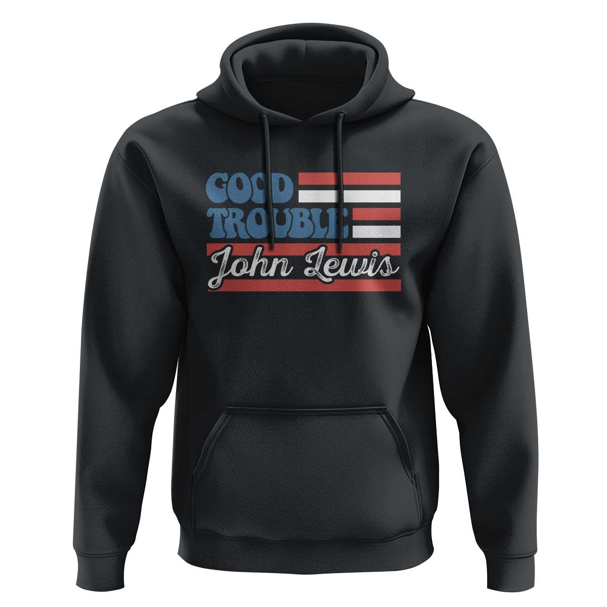 Funny John Lewis Good Trouble Hoodie Vintage American Flag - Wonder Print Shop