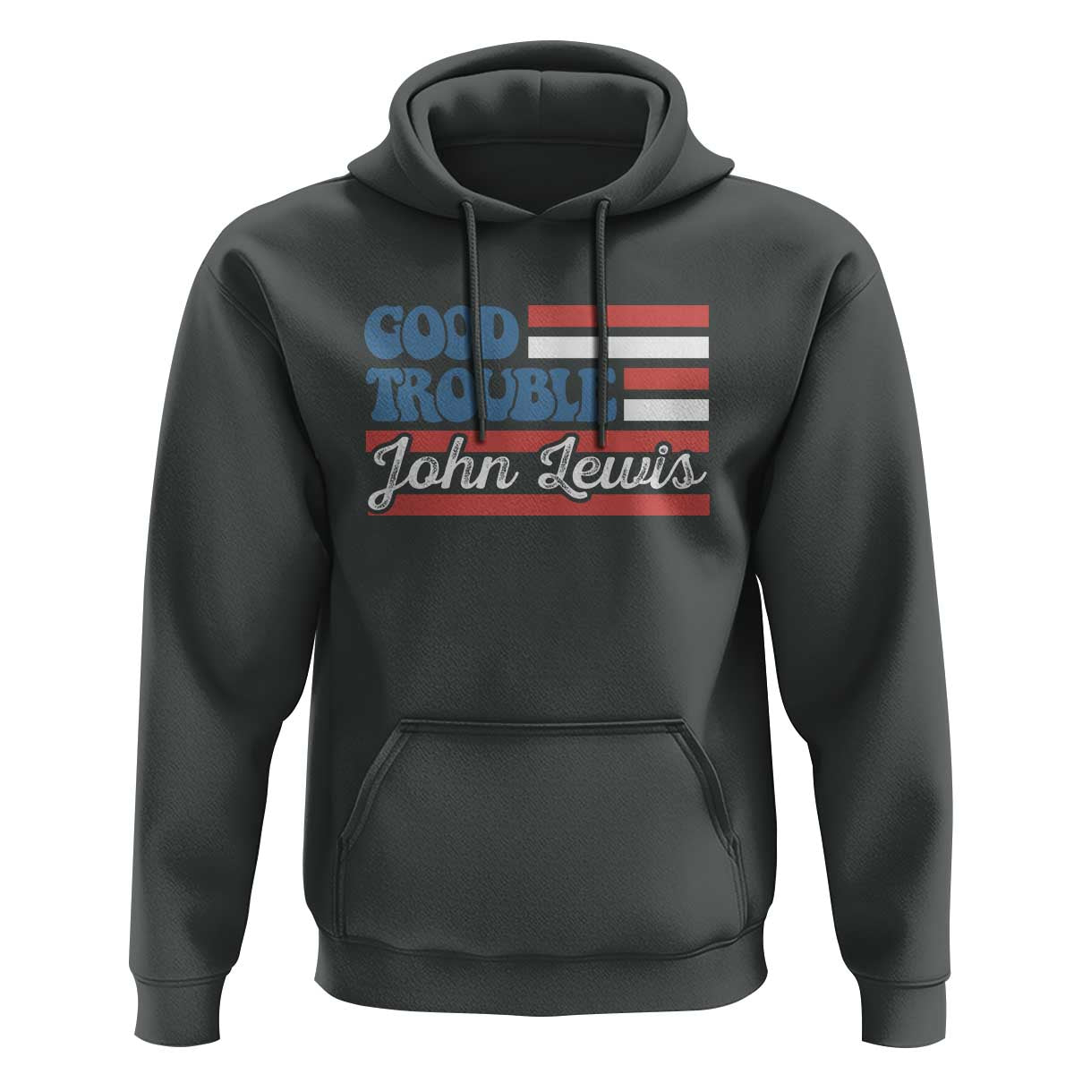 Funny John Lewis Good Trouble Hoodie Vintage American Flag - Wonder Print Shop