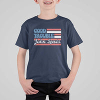 Funny John Lewis Good Trouble T Shirt For Kid Vintage American Flag - Wonder Print Shop