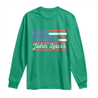 Funny John Lewis Good Trouble Long Sleeve Shirt Vintage American Flag - Wonder Print Shop