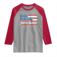 Funny John Lewis Good Trouble Raglan Shirt Vintage American Flag - Wonder Print Shop