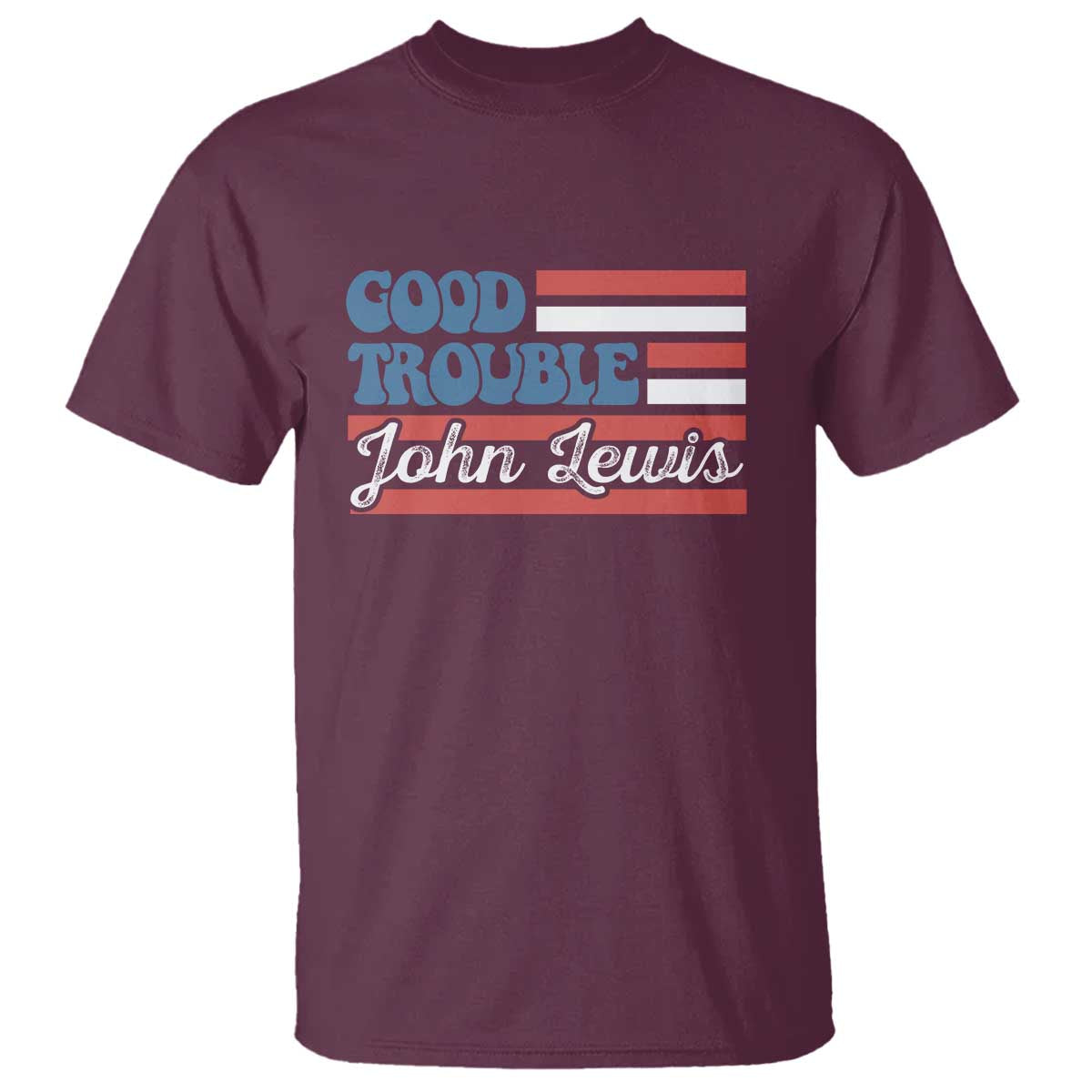 Funny John Lewis Good Trouble T Shirt Vintage American Flag - Wonder Print Shop