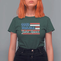 Funny John Lewis Good Trouble T Shirt For Women Vintage American Flag - Wonder Print Shop
