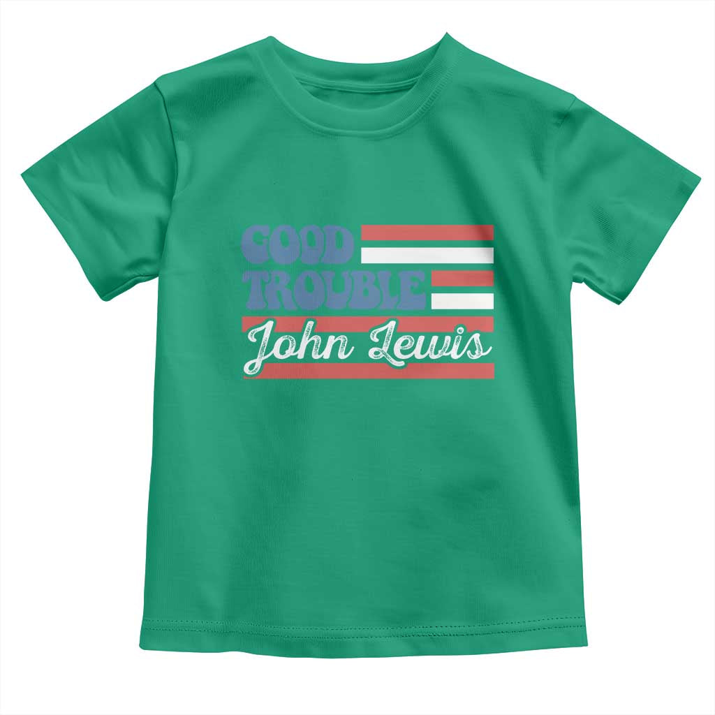 Funny John Lewis Good Trouble Toddler T Shirt Vintage American Flag - Wonder Print Shop