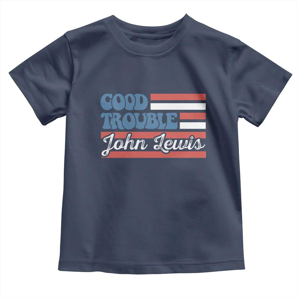 Funny John Lewis Good Trouble Toddler T Shirt Vintage American Flag - Wonder Print Shop
