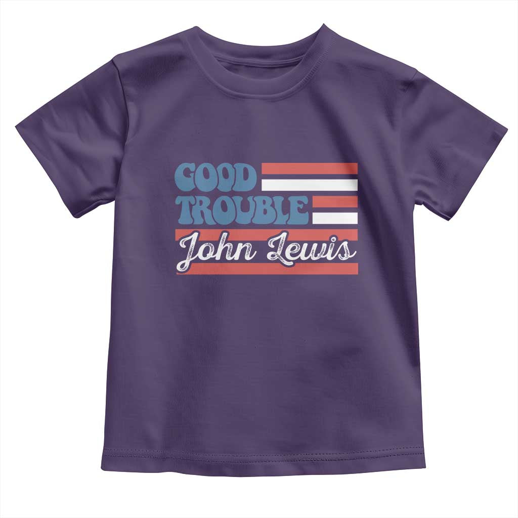 Funny John Lewis Good Trouble Toddler T Shirt Vintage American Flag - Wonder Print Shop