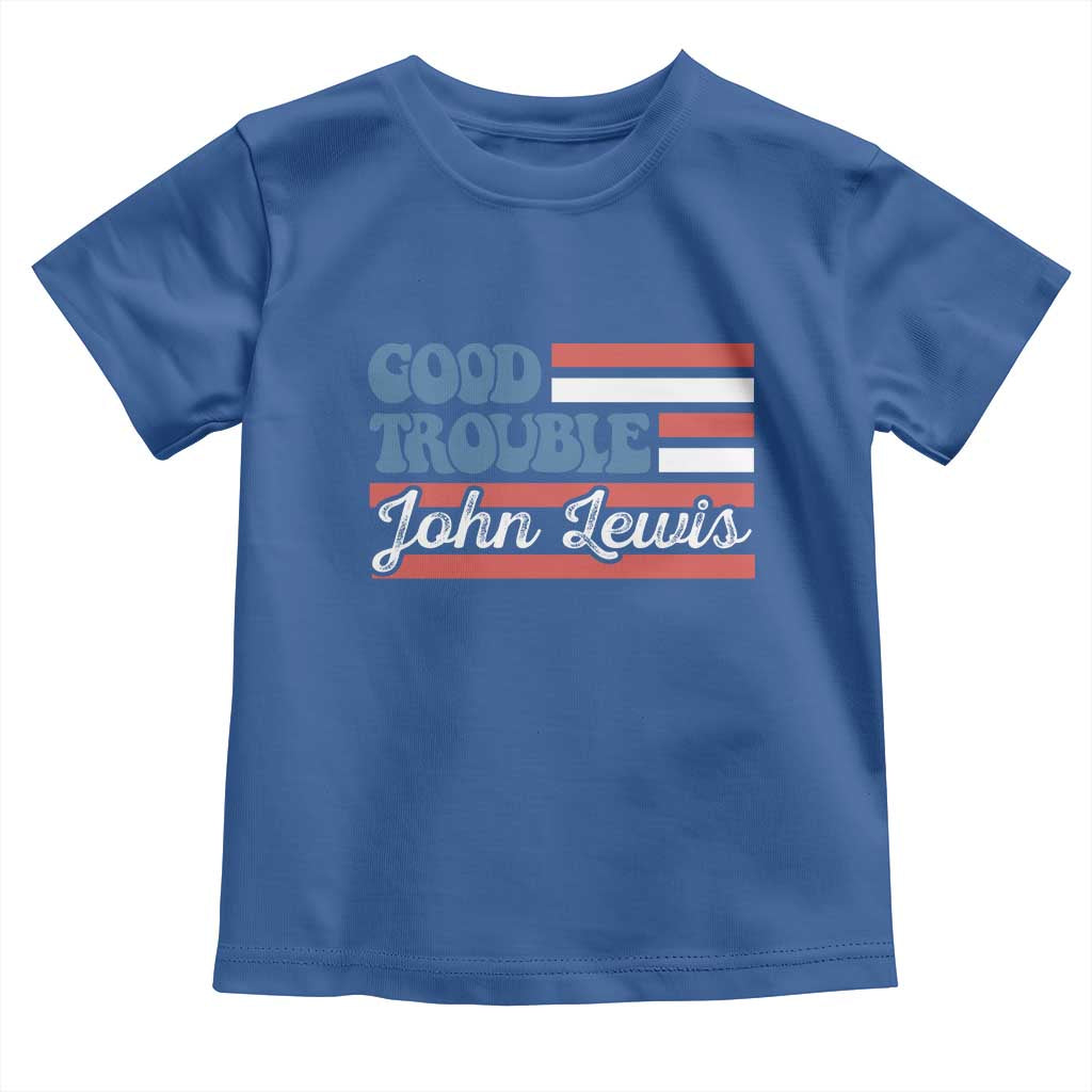 Funny John Lewis Good Trouble Toddler T Shirt Vintage American Flag - Wonder Print Shop