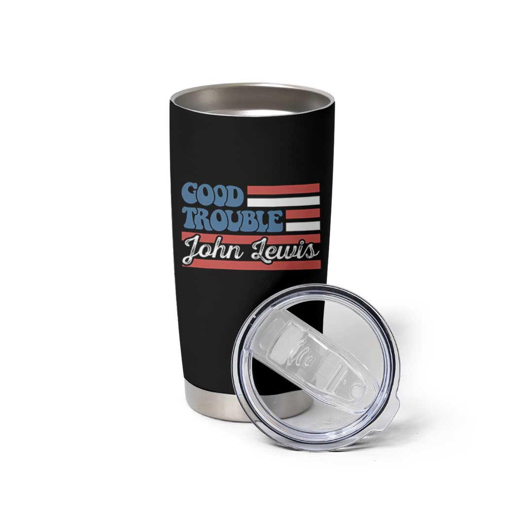Funny John Lewis Good Trouble Tumbler Cup Vintage American Flag - Wonder Print Shop