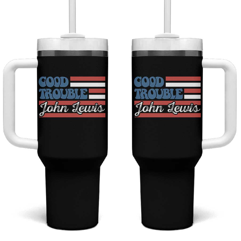 Funny John Lewis Good Trouble Tumbler With Handle Vintage American Flag - Wonder Print Shop