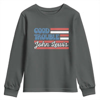 Funny John Lewis Good Trouble Youth Sweatshirt Vintage American Flag - Wonder Print Shop