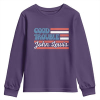Funny John Lewis Good Trouble Youth Sweatshirt Vintage American Flag - Wonder Print Shop