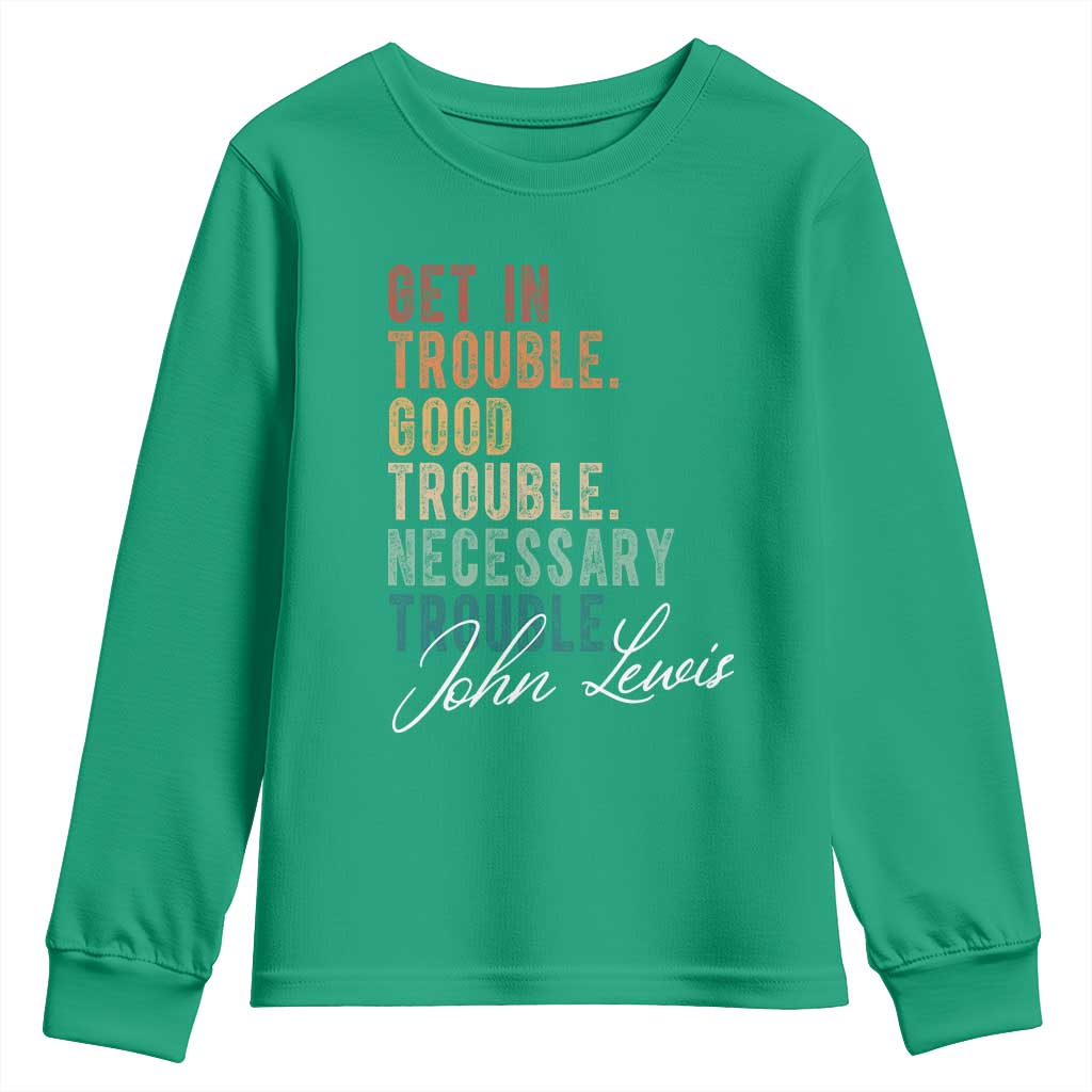 John Lewis Youth Sweatshirt Get In Trouble Good Necessary Trouble Social Justice - Wonder Print Shop