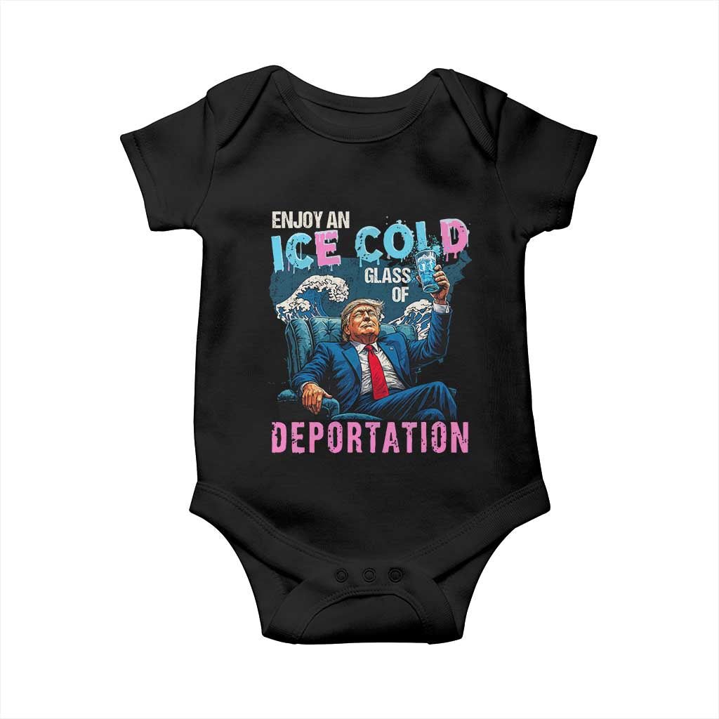 Funny Enjoy An Ice Cold Glass Of Deportation Baby Onesie American Flag - Wonder Print Shop