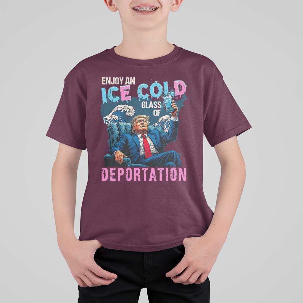 Funny Enjoy An Ice Cold Glass Of Deportation T Shirt For Kid American Flag - Wonder Print Shop